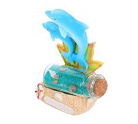 POPETPOP Drift Bottle Small Cork Glass Bottle with Dolphin Sculpture and Ornament for Home Office Desk Fish Tank Ocean Theme Decor