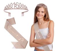 POPETPOP Écharpe D'anniversaire et Diadème en Alliage pour Femmes et Filles, Accessoires Élégants et Inoubliables pour Célébration D'anniversaire