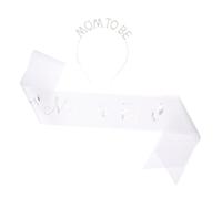 POPETPOP Écharpe Future Maman et Bandeau en Cristal Blanc, Ceinture de Maternité Ajustable, Accessoires Festifs pour Baby Shower et Fête Prénatale, Taille M, Ensemble 2 Pièces
