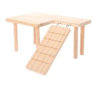 POPETPOP Échelle D’Escalade en Bois Massif Marron à Deux Niveaux | Design sans Bavures, Bords Lisses et Sûrs, Rampe Compacte pour Cage, Habitat et Jeux Quotidiens
