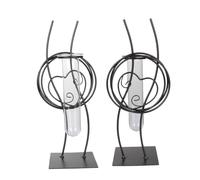 POPETPOP Élégant Vase Tube À Essai en Verre avec Base en Fer Récipient Hydroponique Décoration Parfaite