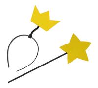 POPETPOP Ensemble 2 Pièces Baguette Magique Étoile Plastique et Serrage-Tête Couronne Mousse Légère pour Filles Accessoires de Déguisement Princesse Cosplay Fête Anniversaire Halloween