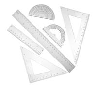 POPETPOP Ensemble 2 Pièces D'outils Mathématiques Transparents Règle Compacte, Équerre, Rapporteur Échelle Graduée pour Fournitures Scolaires et Dessin Technique, Outil de Mesure Précis