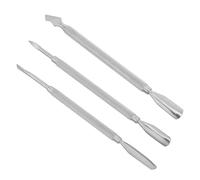 POPETPOP Ensemble 3 Pièces Repousse-Cuticules à Ongles Double Embout en Acier Inoxydable Argenté Outils de Manucure et Pédicure Professionnels Grattoir Coupe-Cuticules et Nettoyeur