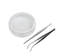 POPETPOP Ensemble Bol en Céramique pour Reptiles Pince à Épiler INOX Droite et Coudée 20 Cm Accessoires Alimentation Terrarium pour Tortues Lézards Serpents