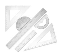 POPETPOP Ensemble de 2 Sets D'outils Géométriques pour Dessin Mathématique Règle et Rapporteur en Ps, Surface Lisse, Résistant, pour Étudiants et Ingénieurs