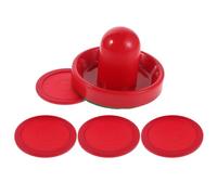 POPETPOP Ensemble de 4 Palets de Hockey sur Air 63 MM et 2 Poussoirs Rouges 96 MM pour Table de Hockey sur Air Accessoires de Jeu de Table pour Parties Rapides et Précises Familial Solide
