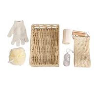 POPETPOP Ensemble De Bain Pour Femme 6 Pièces 30x20x6 Cm Brosse En Bois Et Pierre Outil De Nettoyage Du Dos Exfoliant Corps Accès Spa Maison Voyage