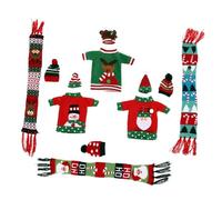 POPETPOP Ensemble de Costumes de Noël pour Poule 6 Pièces Costumes d'oiseaux Décoration de Noël Décoration de Bouteille Style Chaleureux pour Votre Animal de Compagnie