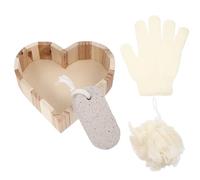 POPETPOP Ensemble de Gommage Corporel Brosse de Bain en Nylon 3 Pièces et Râpe à Pieds Confortable en Bois pour Usage à Domicile ou Hôtel