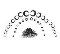 POPETPOP Ensemble de Plugs D’oreilles en Acrylique Noir 1 Pièce, Écarteurs D’oreilles Coniques pour Adultes Femmes, Tunnels Légers et Confortables pour Piercing, Bijoux de Corps Adaptés