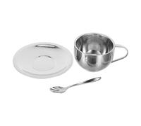POPETPOP Ensemble de Tasse à Café Isotherme en Acier Inoxydable 250ml avec Double Paroi Anti-brûlure, Soucoupe et Cuillère pour Pause Thé Élégante au Bureau