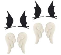 POPETPOP Épingle à Cheveux et Activité Cosplay pour Fête d'halloween Design Compact Confortable 4 Paires Ailes de Diable Noire en Tissu et Fer Accessoire Créatif Garçon et Filles