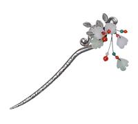 POPETPOP Épingle à Cheveux Rétro en Argenté Miao Fleurs en Verre et Agate, Design Pratique et Facile à Porter pour Femmes Lors de Rassemblements ou Séances Photo