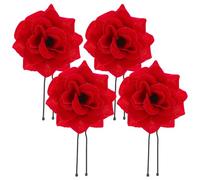 POPETPOP Épingles à Cheveux Accessoire Cheveux en Tissu Rouge Fleurs de Rose Rétro Lot de 4 Solide et Décoratif pour Mariages Lunes de Miel