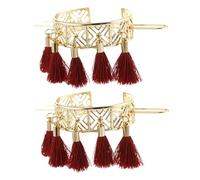 POPETPOP Épingles à Cheveux Chignon Vintage Pompon, Lot de 2, Taille Moyenne, Alliage Métallique Rouge, Accessoire Coiffure Femme Fille, pour Chignons et Coiffures Élégantes