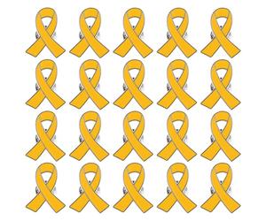 POPETPOP Épinglettes Soutien Caritatif Jaune Lot de 20 en Alliage Ruban Émaillé pour Sensibilisation la lors d'événements de Dons et Campagnes