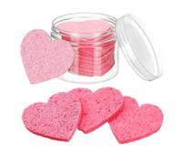 POPETPOP Éponges Visage Comprimées en Cellulose Éponge Démaquillante Activée par L'eau Forme Cœur Rose Lot de 50 pour Voyage et Nettoyage Maquillage pour Voyage et Nettoyage Maquillage