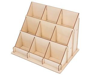 POPETPOP Étagère Bois de Présentation pour Cartes Support Mural ou Bureau pour Cartes de Visite Postales Stickers Rangement Solide et Élégant pour Commerce Bureau Artisanat