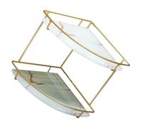 POPETPOP Étagère d'angle Triangulaire à 2 Niveaux en Métal et Verre pour Salle de Bain Cuisine, Forte Capacité de Charge, Design Compact pour Bureau ou Plan de Travail