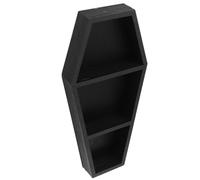 POPETPOP Étagère Murale Forme de Cercueil en Bois Foncé pour Décoration Gothique Moderne, Support de Rangement Solide pour Plantes et Bougies la Maison