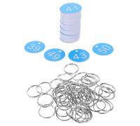 POPETPOP Étiquettes Numérotées pour Vannes 1 à 50, Lot de 50 Set de Pièces avec Anneaux en Fer, Étiquettes Plastiques Bleu Vif pour Organisation et Identification des Équipements de Bureau