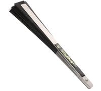 POPETPOP Éventail de Tai Ji Noir, Décoratif Acier Inoxydable et Tissu Éventail Chinois Pliant Portatif Facile à Ranger Transporter, pour Solo Performance, Garçon et Filles
