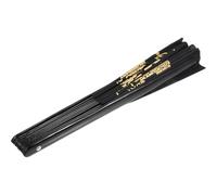 POPETPOP Éventail Pliable de Kung-fu Taiji 1,2 Pied, Tissu Léger Ossature Bambou Noire, Style Vintage Chinois pour Danse, Spectacle et Décoration Intérieure