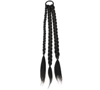 POPETPOP Extension Cheveux Tressée Noire en Fibres Haute Température, Postiche Peau Douce Design Tressé, Queue de Cheval Élégante pour Femmes et Filles, pour Carnaval et Scène