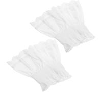 POPETPOP Fausses Manches Amovibles en Coton Blanc Dentelle et Volants, Manchon Confortable et Élégant pour Femmes, Accessoire pour Chemisiers et Robes