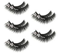 POPETPOP Faux Cils de Spectacle Ornés de Strass, 5 Paires Exagérées et Longs pour Danse Latine, Extensions de Cils Réalistes Effet Naturel, Maquillage Yeux Professionnel, Look Sophistiqué