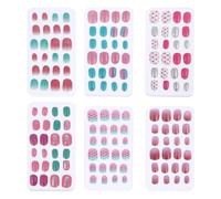 POPETPOP Faux Ongles à Coller pour Filles Capsules Couverture Complète 6 Boîtes 144 Pcs Manucure Garçon et Filles Décoration Nail Art Autocollants Ongles Amovibles