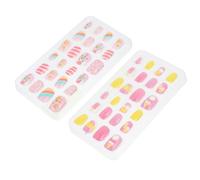 POPETPOP Faux Ongles Garçon et Filles à Motifs Dessin Animé, Autocollants Adhésif, 2 Boîtes 48 Pcs, Capsules Décoratives DIY Manucure pour Filles, Nail Art Facile et Amusant, Accessoire