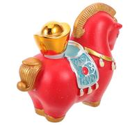POPETPOP Figurine Artisanale en Résine de Cheval Rouge 2026 - Ornement Feng Shui de Bureau Miniature Année du Cheval - Sculpture Zodiacale Chinoise Amulette pour Décoration Intérieure