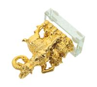 POPETPOP Figurine de Bélier du Zodiaque Chinois, Finition Dorée, Résine | Nouvel An 2027, Bureau et Entrée, avec Lingots Dorés, Éclat Doux, Thème Fortune
