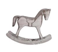 POPETPOP Figurine de Cheval à Bascule en Bois Patiné Décoration Intérieure Rustique Sculpture Décorative pour Table de Bureau Statuette Vintage en Bois Couleur Beige Clair Ornement