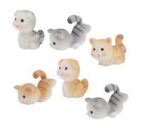 POPETPOP Figurines Miniatures de Chats Accessoires Créatifs en Résine 6pcs Jaune Décoration Adorable pour Jardin, Gâteau de Fiançailles ou Baby Shower pour Garçon et Filles