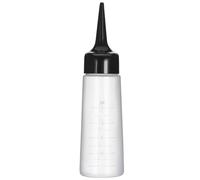 POPETPOP Flacon Applicateur Vide en Plastique Transparent 15 Cm avec Embout Biseauté Noir et Échelle de Mesure Latérale pour Coloration, Shampoing et Soins Capillaires Professionnels