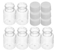 POPETPOP Flacons de bouteilles en plastique transparent avec bouchons, 6 pièces, récipient pour liquide, stockage d’échantillons, maison et bureau