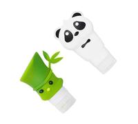 POPETPOP Flacons Distributeurs de Lotion Créatifs 2 Pièces en Plastique Solide, Flacon de Shampoing et Gel Bain, pour Voyage Famille Salle de Bain, Design Panda et Bambou Couleur Aléatoire