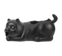 POPETPOP Fontaine Cracheuse d'eau en Céramique Noire Statue Décorative de Chat pour Aquarium et Bassin Diffuseur d'eau Oxygénant Ornement Paysager pour Jardin et Décoration Aquatique