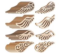 POPETPOP Formes D'ailes Design Unique 120 Pièces en Bois Naturel Non Finition Facile à Personnaliser pour Loisirs Créatifs Décorations Festives et Halloween