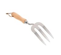 POPETPOP Fourche à Main Inoxydable pour Jardinage Outil Pratique et Léger avec Manche Bois pour Planter Désherber et Entretenir Les Fleurs