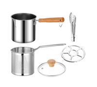 POPETPOP Friteuse Acier Inoxydable avec Panier et Pince Casserole de Friture Profonde Compacte Résistante à Haute Température pour Cuisine Maison Poêle Multifonction Légère Adaptée