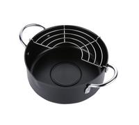 POPETPOP Friteuse Multifonction en Acier Inoxydable avec Filtre et Grille Amovible pour Cuisson à Domicile Compatible Induction et Gaz, Poêle à Frire Noire