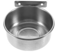 POPETPOP Gamelle Facile à Nettoyer pour Chien en Acier Inoxydable Ronde Fixation par Vis Anti-Chute pour Cage en Bois pour Cage et Animaux Domestiques