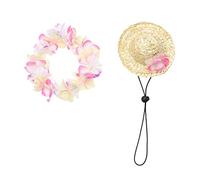 POPETPOP Guirlande De Chapeaux Hawaïens pour Animaux De Compagnie Casquettes pour Chien Et Chat Chapeau Paille pour Robe Décontractée