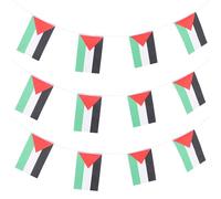 POPETPOP Guirlande de Drapeaux Palestiniens 14X21 CM 20 Fanions Légers en Polyester pour Décoration Intérieure et Scolaire