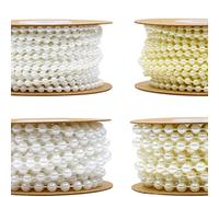 POPETPOP Guirlande de Perles Rondes Plastique Blanc Chaîne Fixe pour Bracelets DIY Décoration Mariage et Bijoux Artisanaux