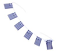 POPETPOP Guirlande Drapeau Grec en Polyester 14x21cm, Fanion Carré Résistant la Décoloration Design Suspendu Pratique pour Deco Anniversaire Foot et Célébrations Sportives